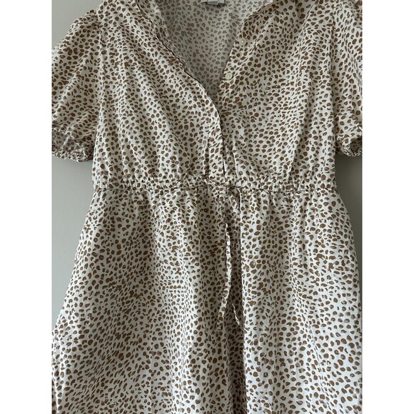 J. Crew Short Sleeve Collared Brown Cheetah Print Mini Dress Career Preppy Sz 8 - Picture 3 of 10